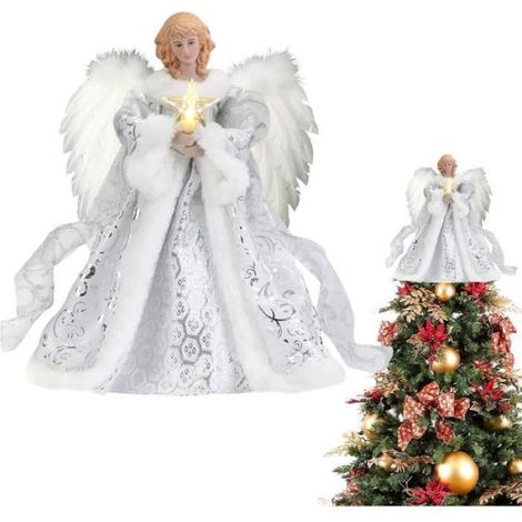 Cime d'arbre de Noël, Décoration de Poupée Ange pour Sapin de Noël, Créatif Sapin Noël en Forme d'ange 3D avec BOULE DE NOEL (1/4)