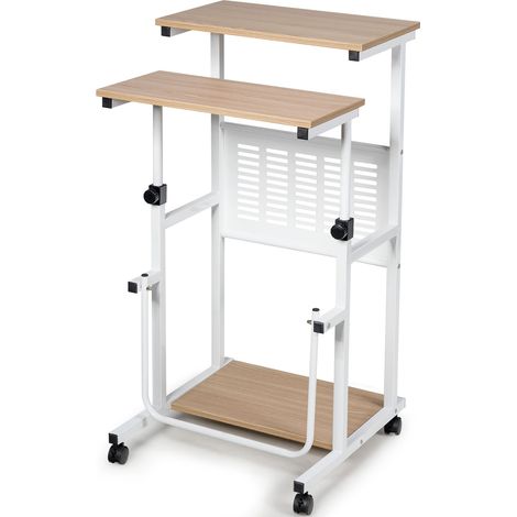 COSTWAY Adjustable Computer Desk 2-In-1 Office Desk w/Height Adjustable Desktop (1/5)