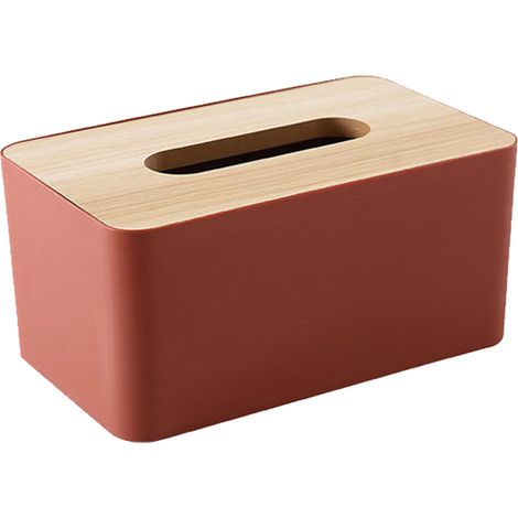 1 Caja de pañuelos, madera y plástico, rectangular, de amplia apertura, para salón, oficina o coche. (1/5)