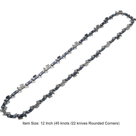 Cadena de repuesto para motosierra, fácil de montar, de 30,5 cm (45 eslabones/22 hojas, esquinas redondeadas). (1/5)