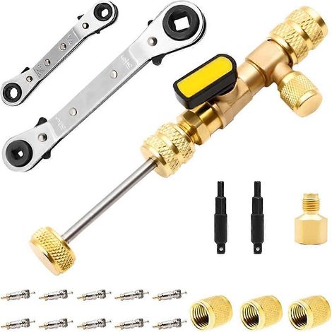 Outil d'extraction d'obus de valve avec double orifice SAE 1/4 et 5/16 (1/5)