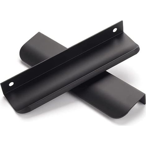 Ensemble de six poignées invisibles, poignées de meubles, poignées de placard modernes et minimalistes en alliage d'aluminium, poignées de tiroir (noires, entraxe de 128 mm, pour (1/3)