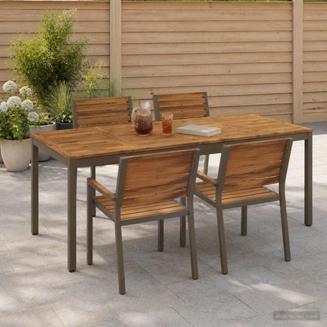 vidaXL Tavolo da cena da giardino Naturale e Caffè 147 x 88,5 x 75 cm