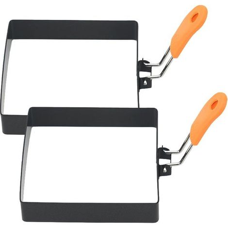 BelleRise - Deux cercles à œufs carrés, moules à œufs carrés en acier inoxydable, adaptés aux sandwichs du petit-déjeuner, aux crêpes, etc. (1/5)