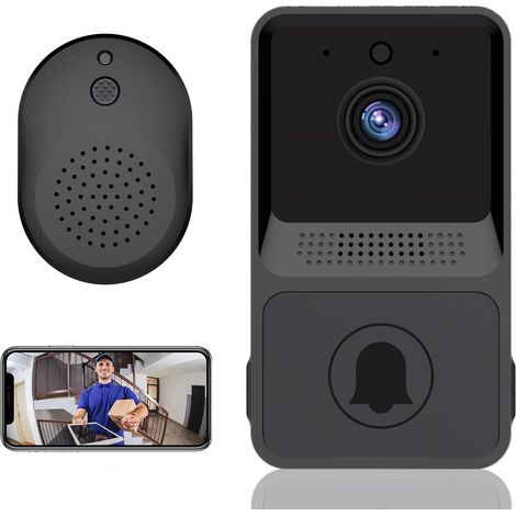 Sonnette vidéo sans fil avec interphone, vision nocturne HD-AquaForge