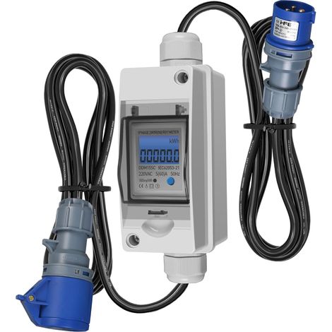 Digitaler Energiezähler, 80A 230V digitaler Energieverbrauchszähler, mit LCD-Bildschirm, IP65 wasserdicht, geeignet für Elektrofahrzeuge, Wohnmobile usw.