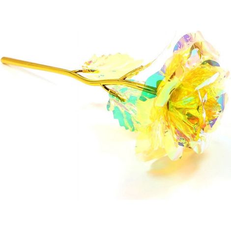 Rose Artificielle - Feuille D'aluminium 24 K Or - En Plastique - Avec Boîte Cadeau - 1 Pièce