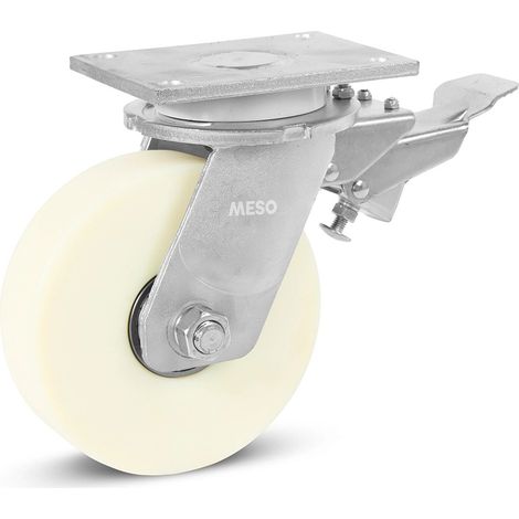 Roue pivotante super lourde freinée - MESO - Nylon - 200mm - 2400kg - Platine