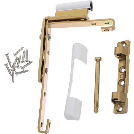 CharnièRe FenêTre En Acier Au Carbone Doré Compatible Pvc Gauche Droite Kit De RéParation Diy Avec Vis Pour FenêTres À Battant Salle De Bain Cuisine Et Balcon (1/5)