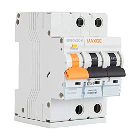 Protector Combinada IGA con Sobretensiones  Permanente y transitorias 2 Polos 40A Maxge