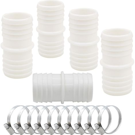 Pool Hose Connector Diameter 38 to 38 mm with 10 Hose Clamps Universal Connector for Filter Pump Hoses 5 Pieces (1/5)