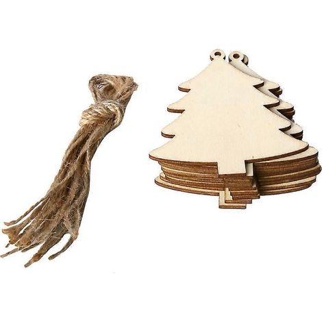 Set mit 10 DIY-Weihnachtshängern aus Holz mit Hanfseil. (1/5)