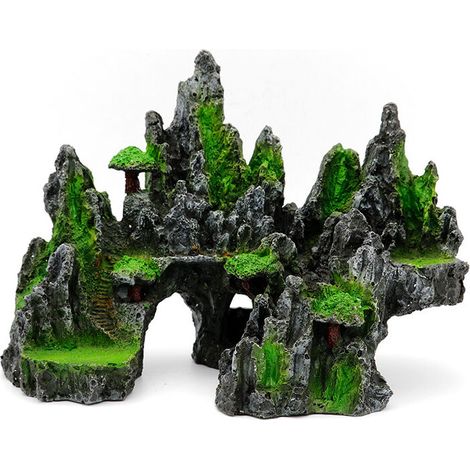 Deko-Aquarium mit Blick auf die Berge, Steinaquarium, Landschaftsbau, Ziersteingarten, Höhlendekoration, Aquarium-Dekoration, Versteck, Aquarium-Dekoration