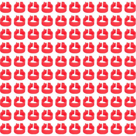100 bagues de patte de pigeon de 8 mm pour identification, bagues de patte de volaille sans moule, accessoires pour pigeons, rouges (1/5)