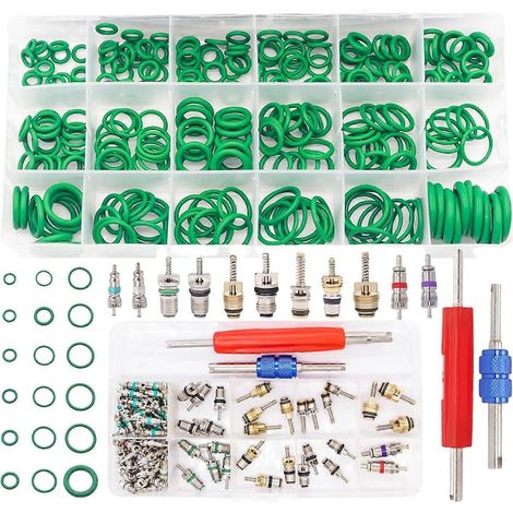 Kit de 372 obus de valve pour climatiseur automobile R12 compatible R134a tailles assorties avec étui (1/5)