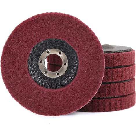 Lot de 5 disques de polissage à lamelles en fibre de nylon de 115 mm, grain 320, pour meuleuse d'angle 4,5 x 7/8", finition de surface sur métal, acier inoxydable et bois. (1/5)