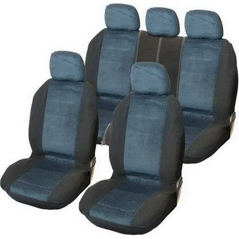JEU DE HOUSSES DE SIEGES UNIVERSEL DENVER BLEU/NOIR 9PCS (AIRBAG) X2