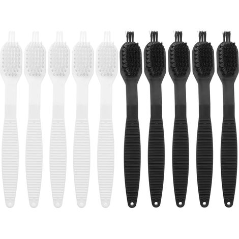 Sollbry Paquete de 10 cepillos pequeños de nailon para limpieza de electrodomésticos de cocina (para extractores de jugo y leche de soja), color blanco y negro. (1/5)