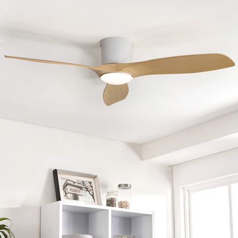 Ventilador de techo inteligente Sofucor de 132 cm con luz, mando a distancia y control por aplicación — 3 aspas de ABS — Amarillo (1/5)
