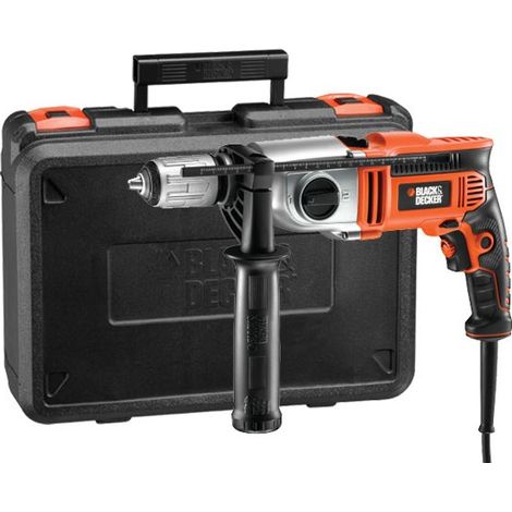 Black & Decker – Perceuse à percussion 1100W KR1102K – Mandrin sans clé – Couple 74Nm – Pour béton, bois et acier – Étui de transport inclus (1/5)