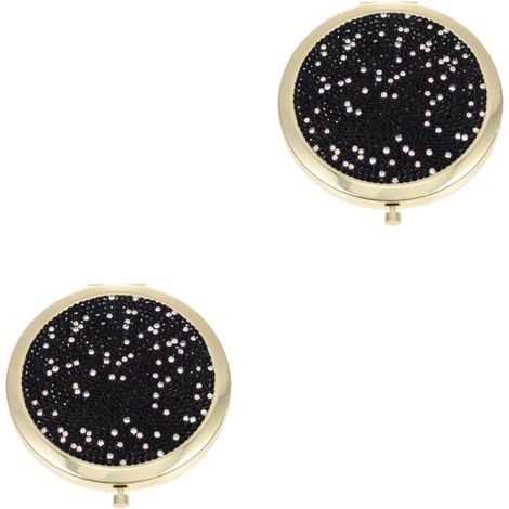 2pièces Miroir De Maquillage Pliable Et Compact Miroir Portable Métallique avec Et Fille pour Retouches à Main (1/5)