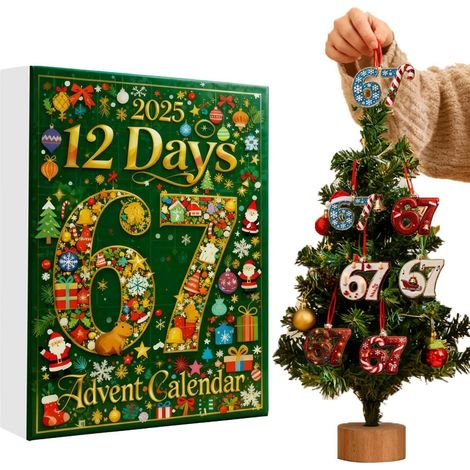 2025 Calendrier De L'Avent 67 Ornements Décoration Amusante Acrylique 2D 12 Pendentif De Compte À Rebours De Noël Pour Automne Hiver Jardin Intérieur Fête Maison Chambre Dortoir Appartemen (1/5)