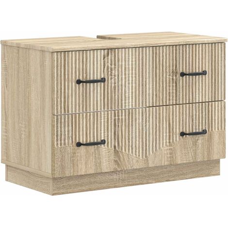 Mueble de lavabo para baño HOORN Roble Sonoma 82 x 41 x 56 cm vidaXL (1/5)