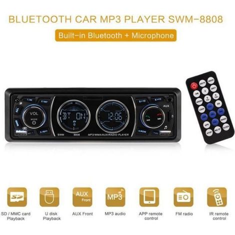 Autoradio Bluetooth - 1 Din - 60 W × 4 - Radio FM 87.5-107.9 MHz - Lecteur USB Carte TF - Pour Voiture (1/5)