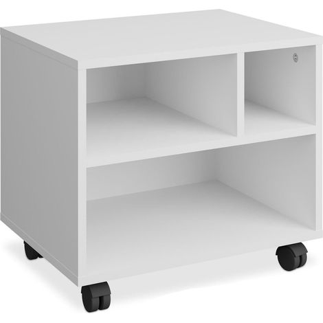 Caisson de bureau à roulettes mobile rangement pour classeurs 35,5 x 40 x 30 cm en panneau de fibres blanc (1/3)