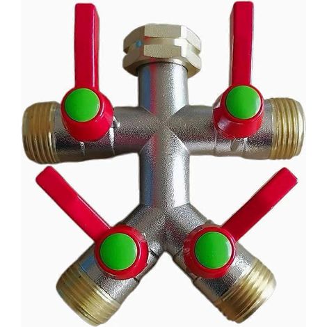 Tuyau Splitter 4 Way tuyau d arrosage Splitter eau Spigot Splitter RV Copper tuyau Splitter vanne 3 4 pouce GHT (1/5)