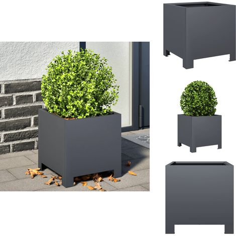 The Living Store Jardinière anthracite 30x30x30 cm acier - Jardinière anthracite (1/5)