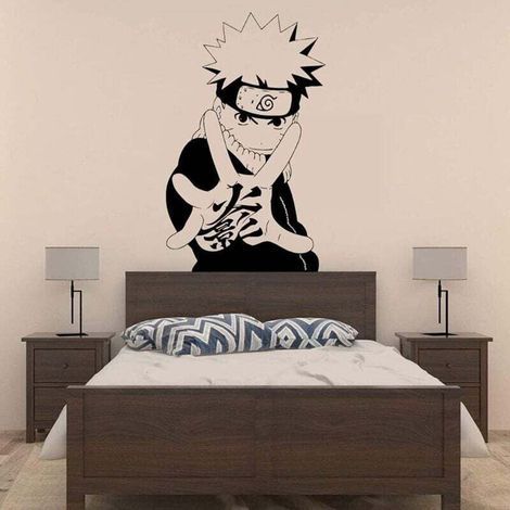 Pair Wandaufkleber im Anime-Stil, japanische Comic-Motive zur Dekoration, selbstklebende Wandaufkleber mit Naruto-Cartoonfiguren