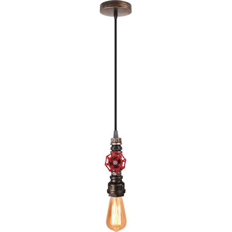 Suspension Lustre à Tube d'eau Vintage Rétro Luminaire en Métal Rouille (1/4)