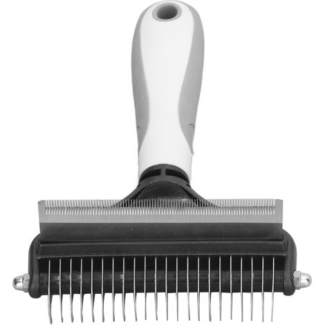 2-in-1 Bürste zum Entwirren und Entfernen von Knoten – großer, weißer Entwirrungskamm aus Stahl für Welpen. (1/5)