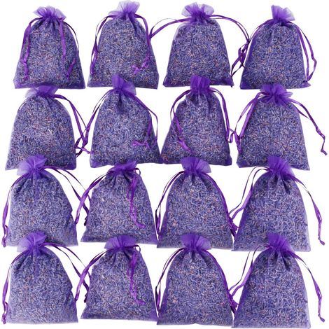 16 French Violet Dried Lavender Artisan Bag Sachets - Wedding Lavender Sachets, Dresser Drawer Room Fragrance Sachets, Beautiful Dried Lavender Flower Bud Sachets