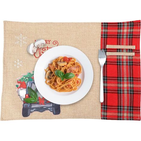 Napperon De Table Coussin Isolant en Tissu À Carreaux Noir Et Rouge  Set de Table Rétro Noël pour Fêtes d'Hiver, Thanksgiving, Mariage, Fête, Restaurant, Cuisine, Maison de (1/5)