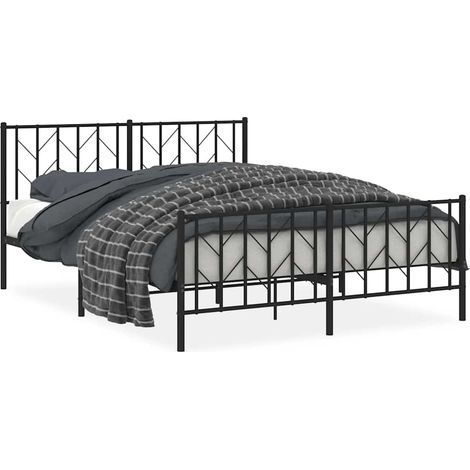 Maison Exclusive - Cadre de lit métal sans matelas avec pied de lit noir 150x200cm (1/5)