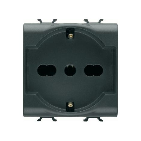 Presa Bivalente Standard Italiano/Tedesco 250V 2P+T 16A 2M Nero Chorusmart (1/4)