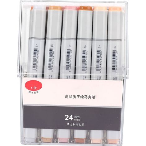 Lot de 24 feutres double pointe couleurs peau transparents, outils de peinture et fournitures artistiques, première génération. (1/5)