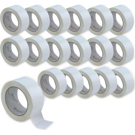 Waytex Confezione di 18 rotoli di nastro adesivo per imballaggio Pro bianco, 66 m x 50 mm, silenzioso, in polipropilene, spessore 50 micron (1/4)