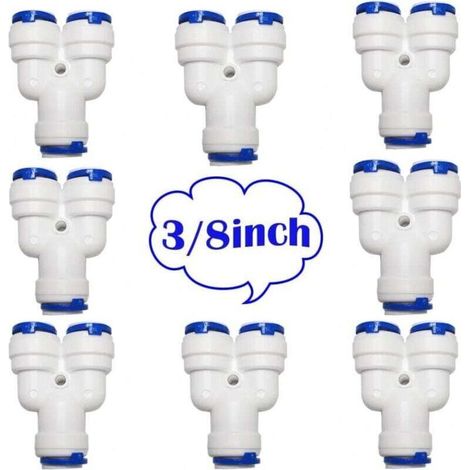 Raccord Type Y 3/8" Push-fit pour Filtre à Eau Osmose Inverse Tuyau 9.5mm (1/4)