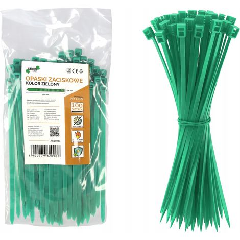 Fascette di fissaggio Gardenline 4,8x150mm per reti ombreggianti, verdi, 100 pezzi AGO0906