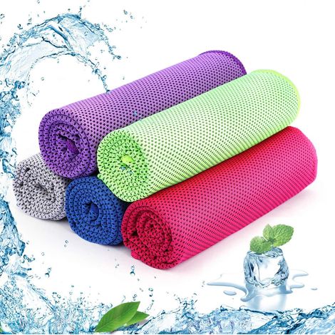 Lot de 4 Serviette en microfibre, séchage rapide, taille 30x90 cm, pour sport camping voyage (1/5)