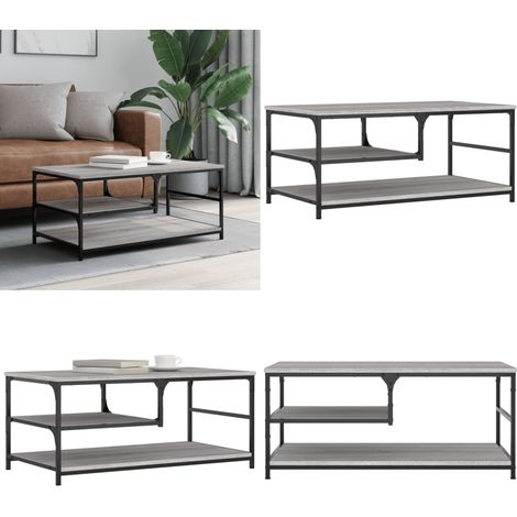 Couchtisch Grau Sonoma 90x49x40 cm Holzwerkstoff - Wohnzimmer Couchtisch - Stauraum Couchtisch (1/5)