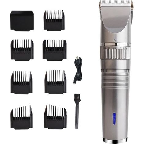 1 ensemble de tondeuses à cheveux rechargeables par USB pour homme avec lame en céramique ABS + PC (1/5)
