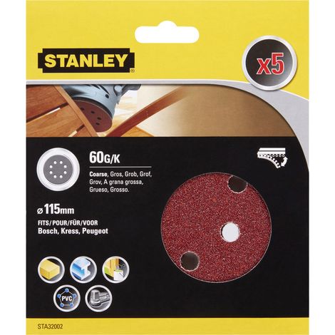 Stanley STA32002 cf 5 dischi da 115 mm a strappo grana 60 per rotorbitali (1/2)