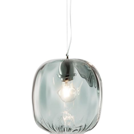 OBAN Suspension en Verre Soufflé Pétrole E27 IP20 - Lampe Design avec Diffuseur Artisan - Structure Elégante pour Intérieur (1/5)