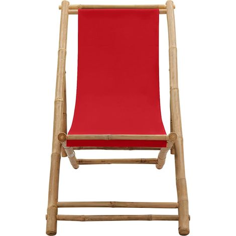 Maison Exclusive - Chaise de terrasse bambou et toile rouge (1/5)
