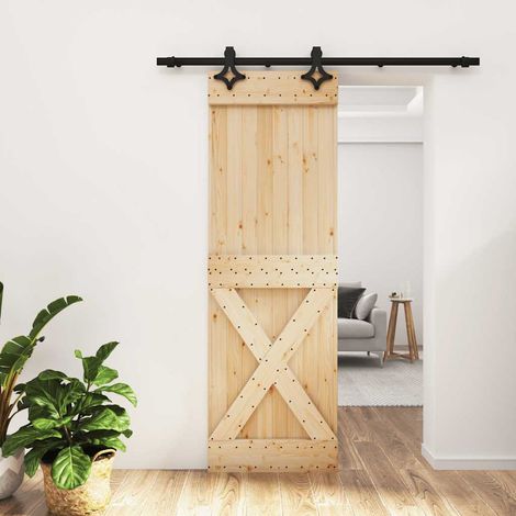 Puerta corredera con herrajes madera maciza de pino 70x210 cm vidaXL (1/5)