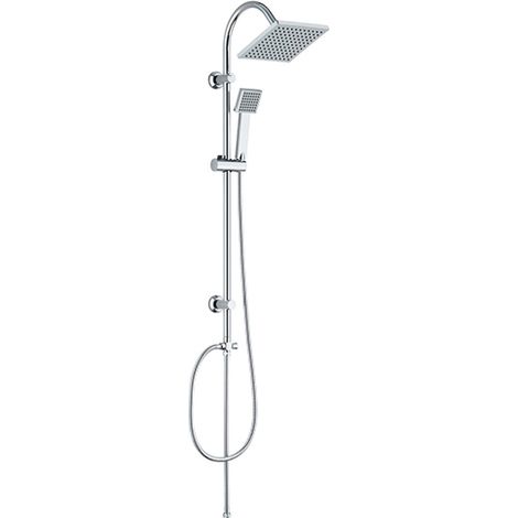 Edouard Rousseau – Colonne de douche sans robinetterie SOTO – Tête orientable 200x200 mm – Douchette 1 jet pluie – Flexible inox 1,50 m – Anticalcaire